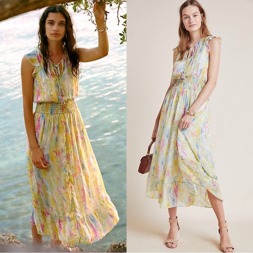 Anthropologie dress size 10 water color light and romantic.